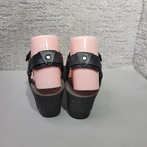 Teva Ysidro Universal Wedge Womens Size US 7 Black Leather Strappy Sandals - Picture 9 of 12